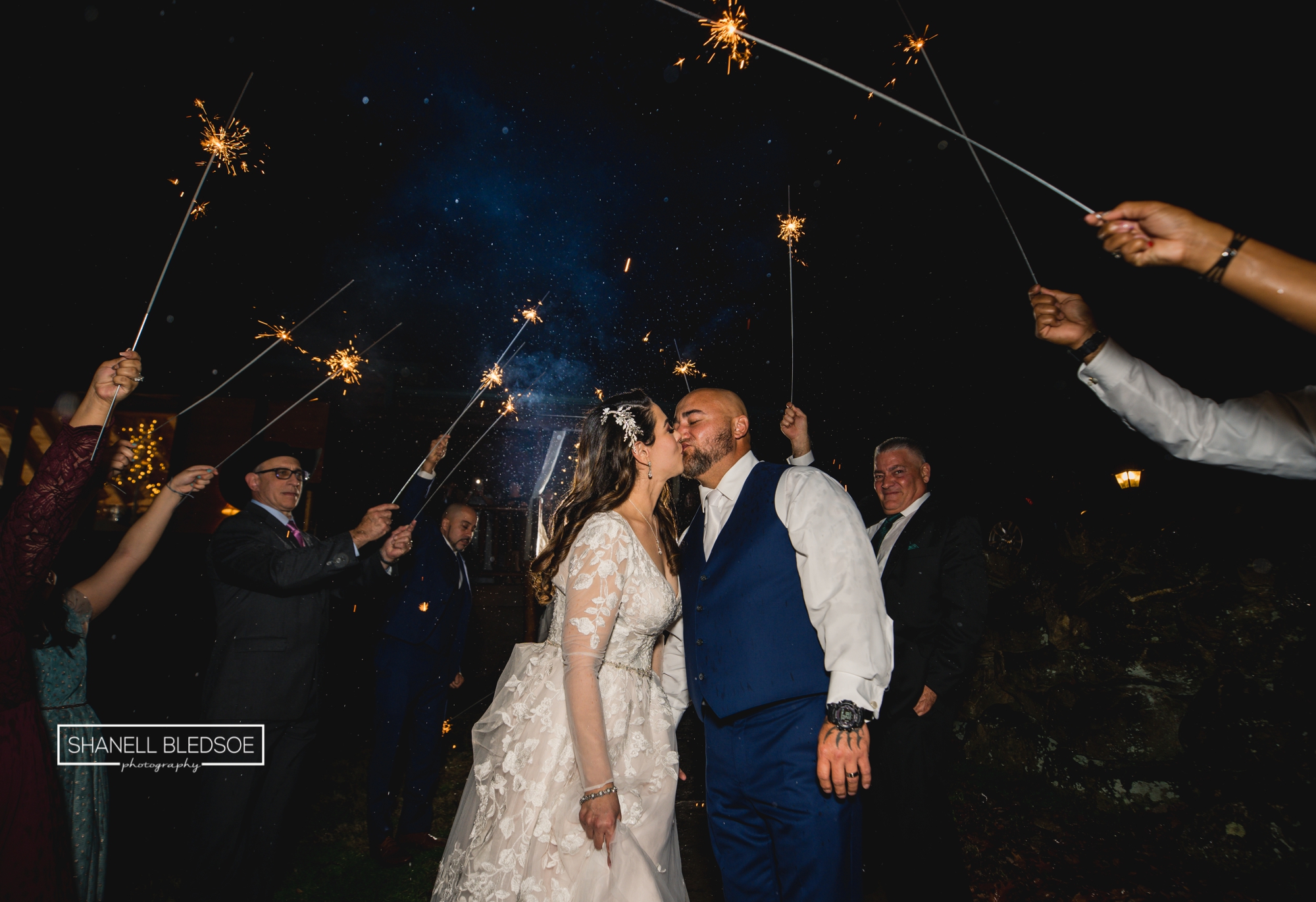 sparkler exit at lodge at brother's cove wedding