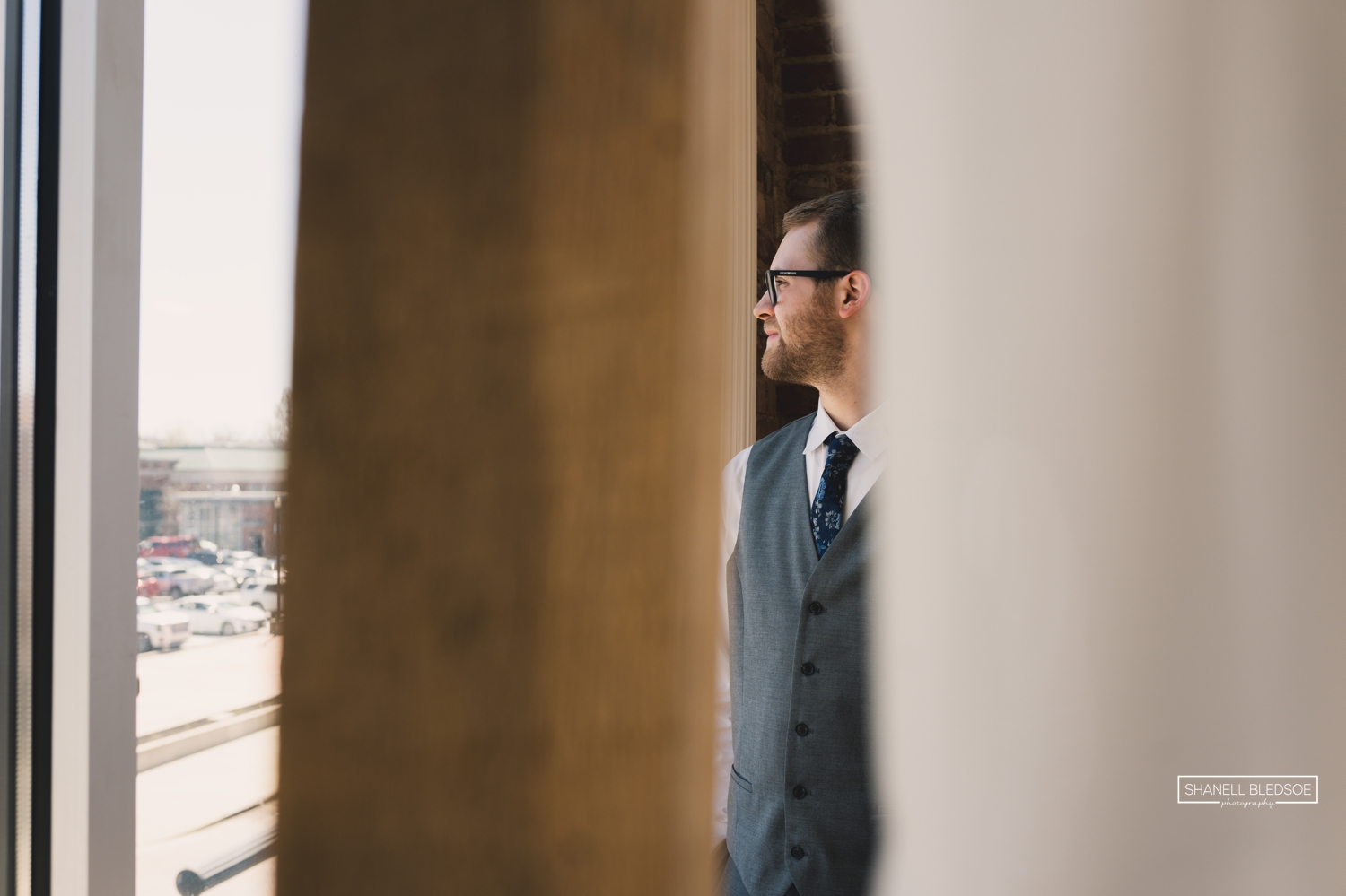 groom portrait at SkyView at Broadway Social in Maryville TN