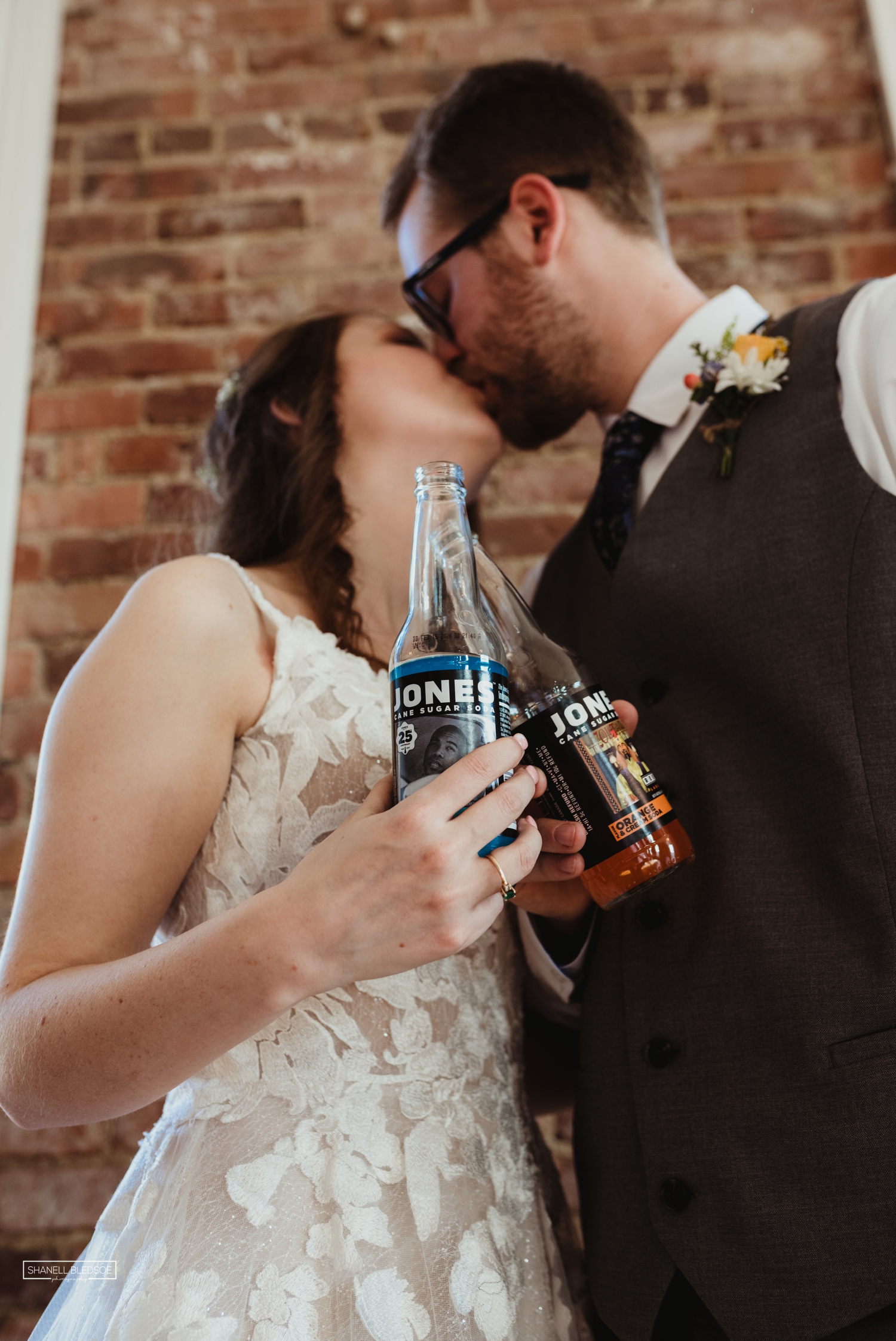 Couple with Last name Jones drinking Jones soda