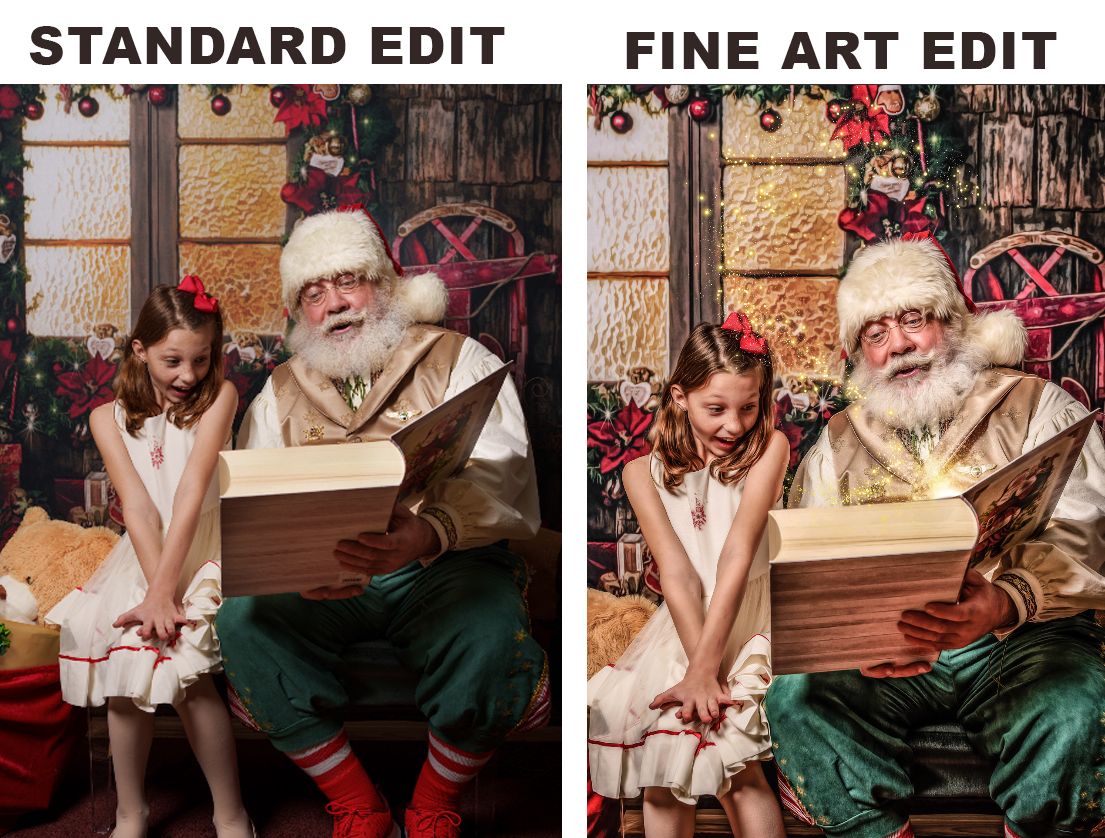 Santa fine art painterly edit vs standard edit