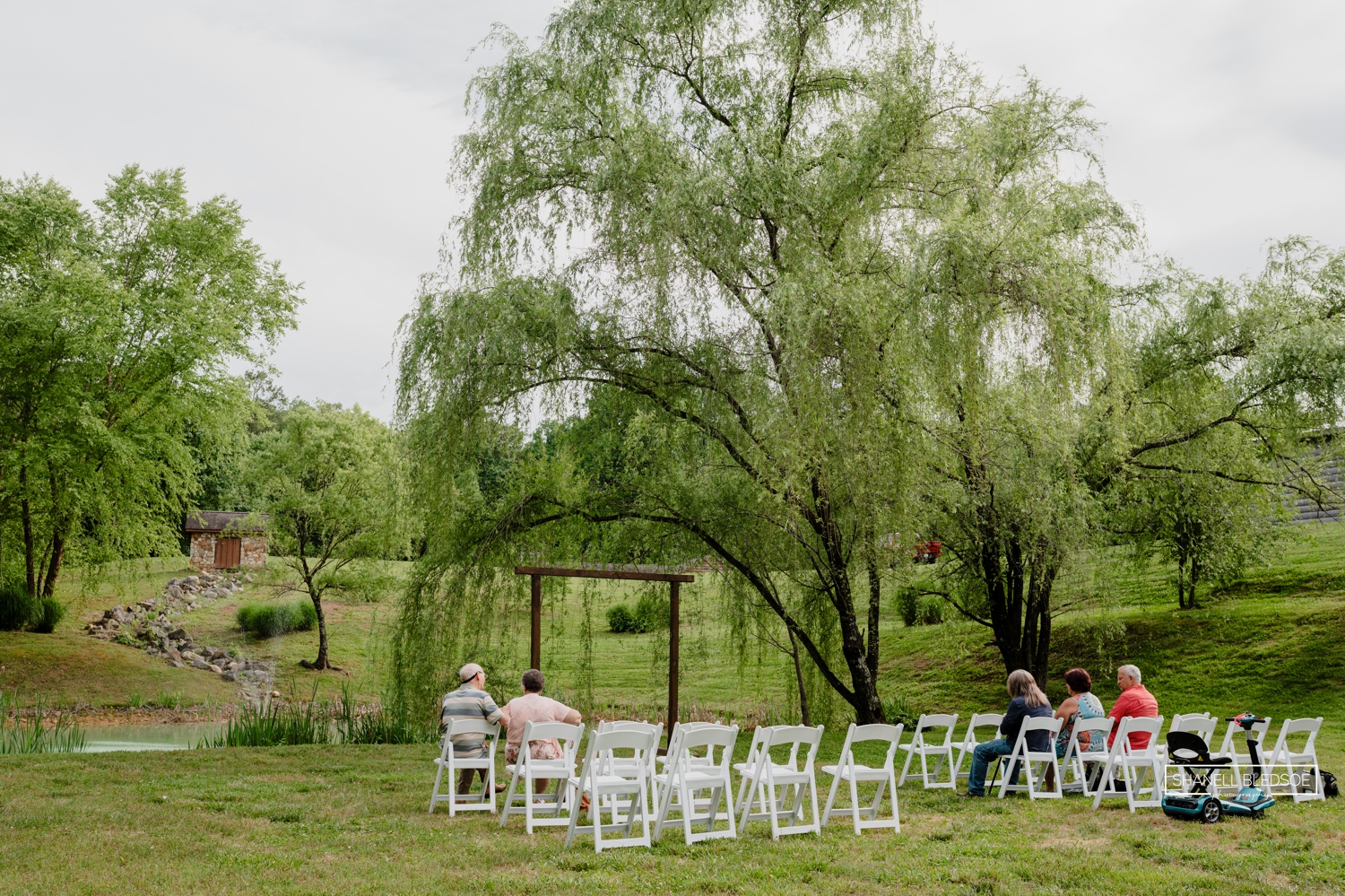 wedding ceremony at Willow Pond at Willow Ridge Event Center Smoky mountains